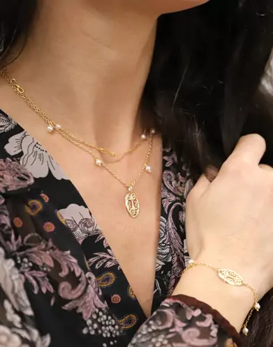 Collier Filigrane et Perles en pampille Or jaune