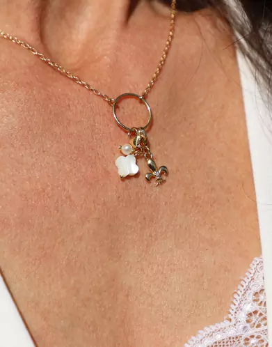 Collier Mix & Match Luxe en Or Jaune 18K avec Pampilles Mousquetons Personnalisable