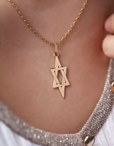 Pendentif en Or Étoile de David Étirée Ajourée Grand Modèle