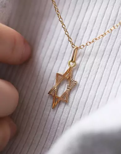Pendentif en Or Étoile de David Ajourée et Soleillée Petit Modèle