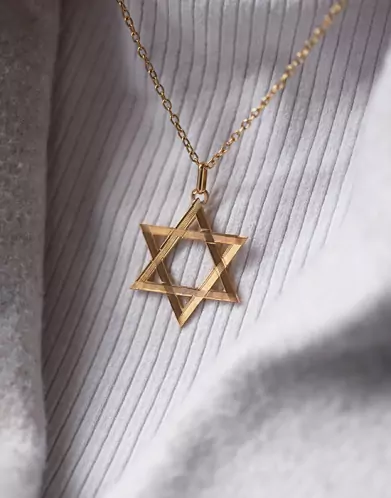 Pendentif en Or Étoile de David Rainurée Ajourée Grand Modèle