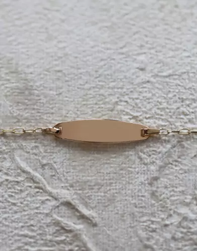 Bracelet Identité Bébé 18K Plaque Ovale
