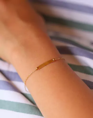 Bracelet Identité Bébé 18K Plaque Rectangle