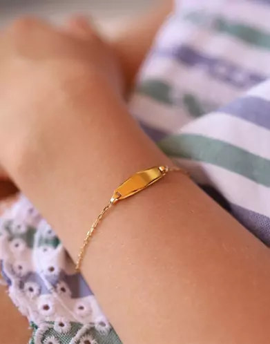 Bracelet Identité Bébé plaque ovale Large Maille Forçat Biseautée