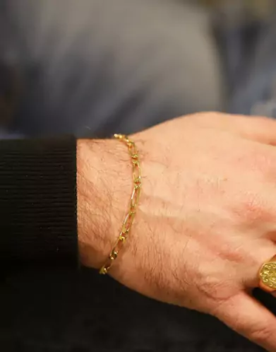 Bracelet Homme Maille Altern&eacute;e 1/1 en Or Jaune 18K