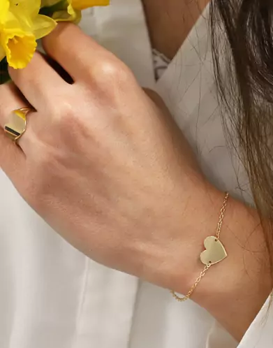 Bracelet Coeur Chaîne Forçat Or jaune