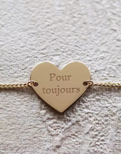 Bracelet Cœur Soleillé Chaîne Gourmette Personnalisable pour Homme