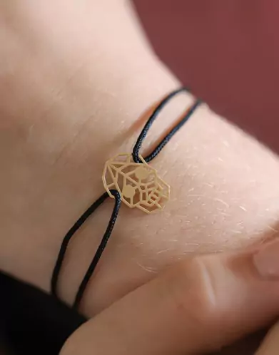 Bracelet Cordon Origami Tête de Mort en Or
