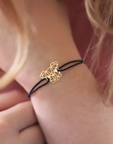 Bracelet Cordon Origami Bulldog en Or