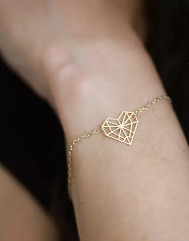 Bracelet Origami Coeur en Or