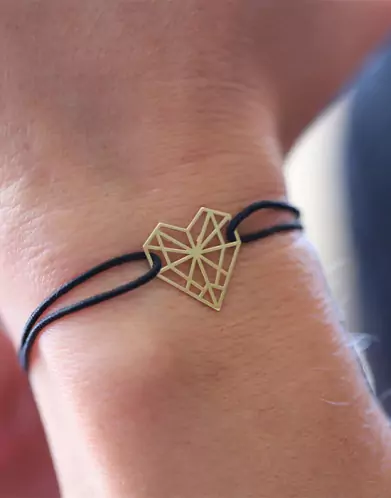 Bracelet Cordon Origami Coeur en Or