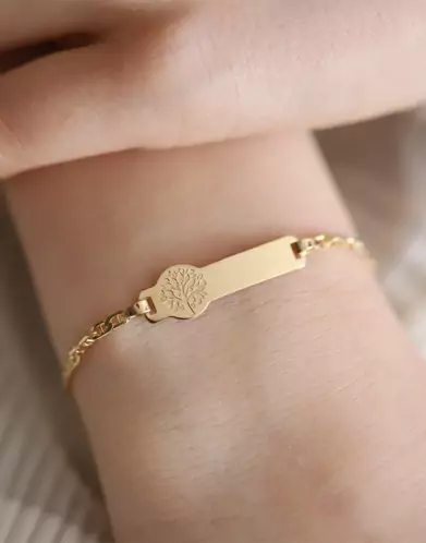 Gourmette Arbre de Vie en Or Jaune 18K Personnalisable
