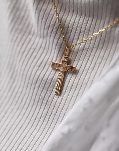 Pendentif Croix Latine Soleillée en Or Personnalisable