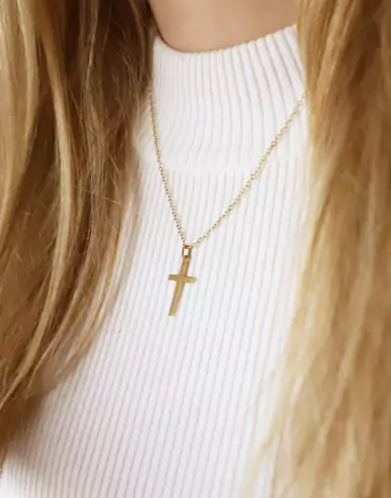 Pendentif Croix Latine Fine en Or