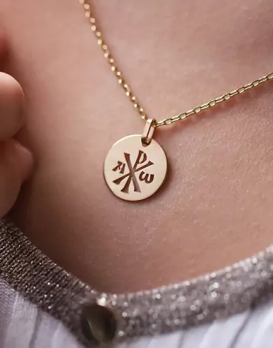 Médaille Ronde Symbole Chrisme Ajouré en Or Personnalisable