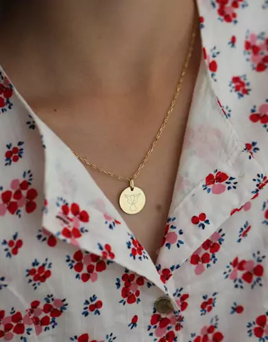 Médaille Ronde en Or Gravée Faon Personnalisable