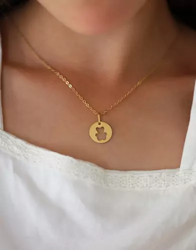 Médaille Ronde en Or Ajourée Ours