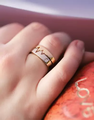 Bague Bicolore Battement de Coeur Diamant 9K/18K
