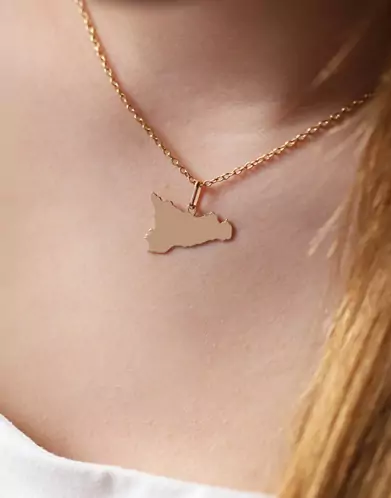 Pendentif Sicile en Or Poli Personnalisable