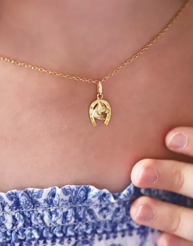 Pendentif Tête et Fer à Cheval en Or