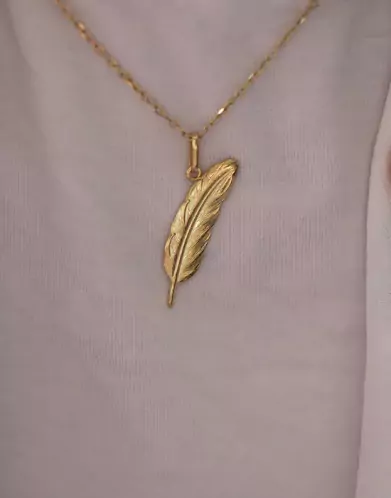 Pendentif Plume en Or