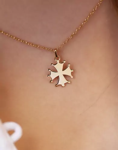 Pendentif en Or Croix Occitane Personnalisable