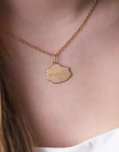 Pendentif La Réunion en Or Poli Gravé Personnalisable
