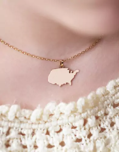 Pendentif Etats-Unis d’Amérique en Or Poli Personnalisable