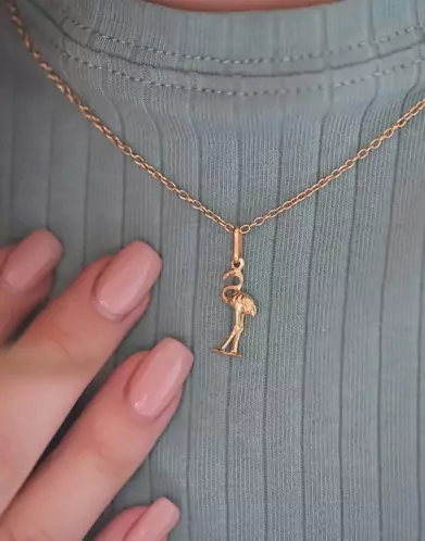 Pendentif Flamant Rose en Or