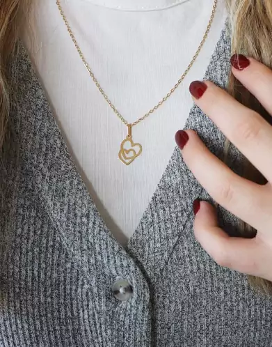 Pendentif Deux Cœurs enlacés en Or