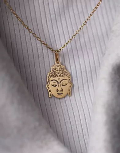 Pendentif Tête de Bouddha Ajourée en Or