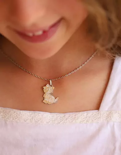 Pendentif en Or Gravé Petit Chat Personnalisable