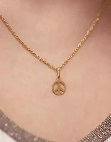 Pendentif Pampille Peace & Love Ajouré en Or