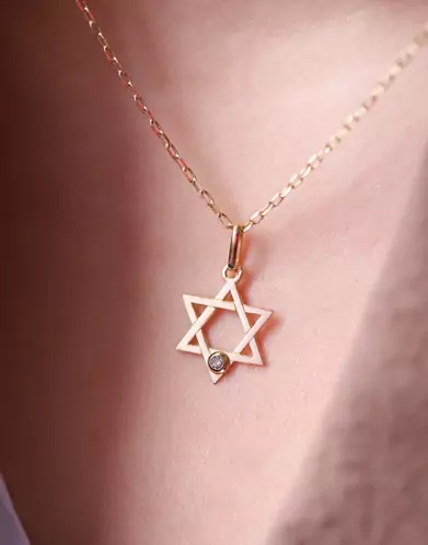 Pendentif Étoile de David Fine Ajourée en Or et Diamant