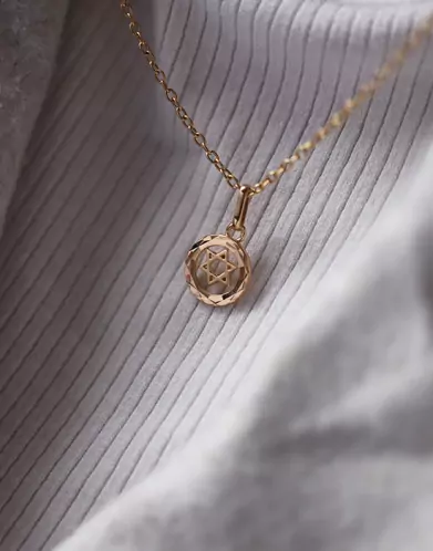 Pendentif Étoile de David Ajourée Encerclée en Or Petit Modèle