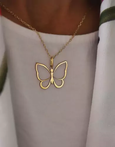 Pendentif Papillon Ajouré en Or – Grand Modèle