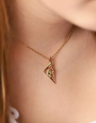 Pendentif Corse Géométrique Ajourée Relief en Or et Tête de Maure