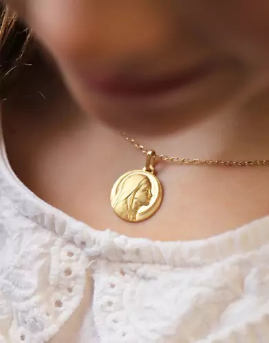 Médaille de baptême Vierge ronde Grand Modèle