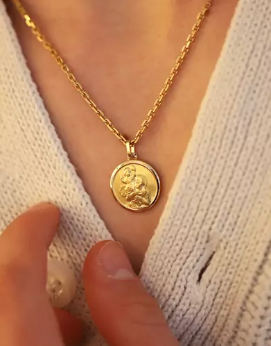 Médaille Saint Christophe en Or Personnalisable – Grand Modèle