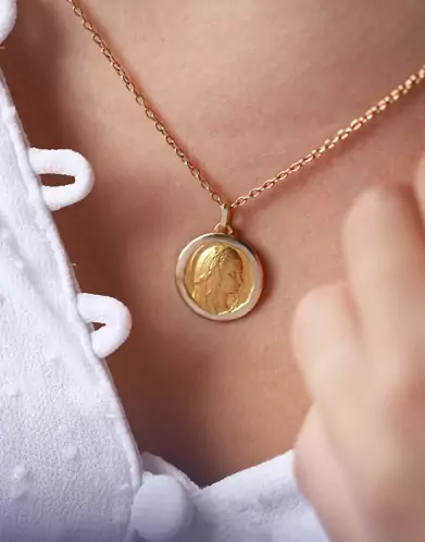 Médaille de baptême Vierge ancienne