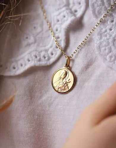 Médaille Sainte Thérèse de Profil en Or Personnalisable