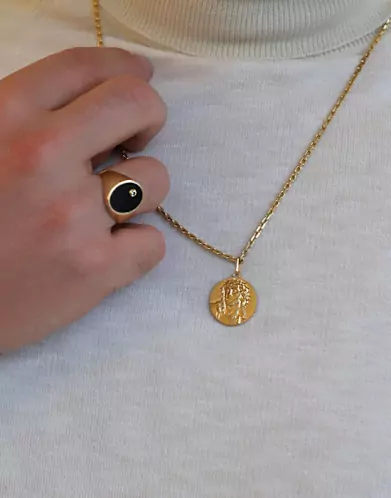 Médaille Ronde Christ Couronne d'Épines en Or Personnalisable - Grand Modèle