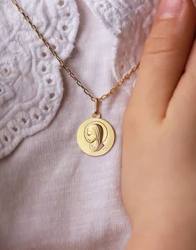 Médaille de baptême Vierge auréolée