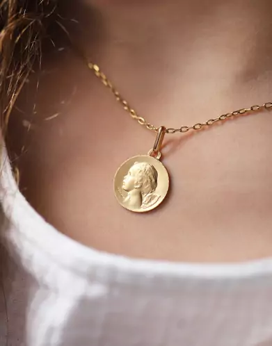 Médaille de baptême Ange Chérubin de profil