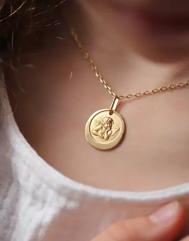 Médaille de baptême Ange Penseur originale