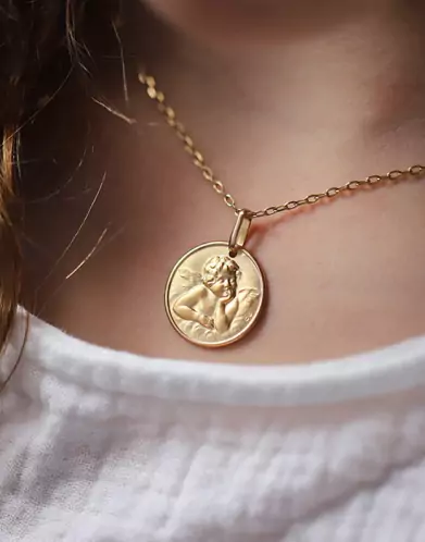 Médaille de baptême Ange Raphaël contourée
