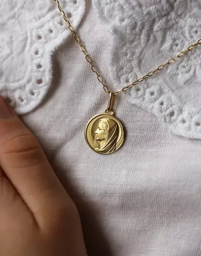 Médaille de baptême Vierge de profil