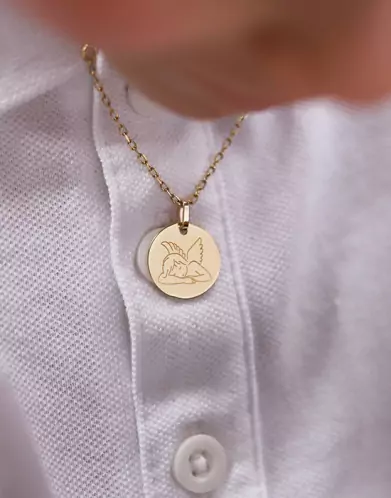 Médaille ronde Ange qui dort moderne