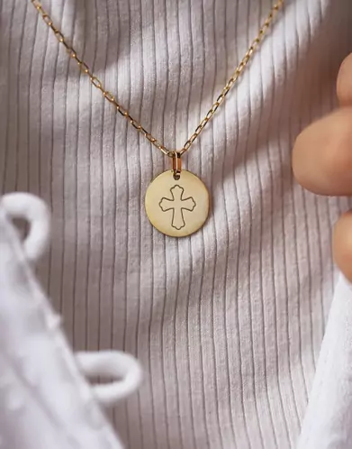 Médaille Ronde en Or Croix Occitane Gravée Personnalisable