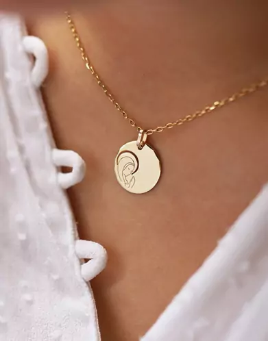 Médaille de baptême Vierge moderne at ajourée